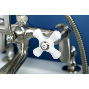 Vintage CC659T8 Three-Handle 2-Hole Deck Mount Clawfoot Tub Faucet with Hand Shower, Brushed Nickel