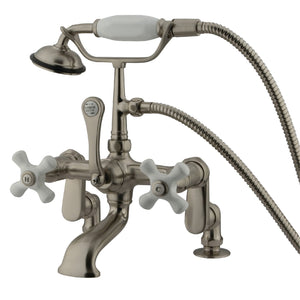 Vintage CC659T8 Three-Handle 2-Hole Deck Mount Clawfoot Tub Faucet with Hand Shower, Brushed Nickel
