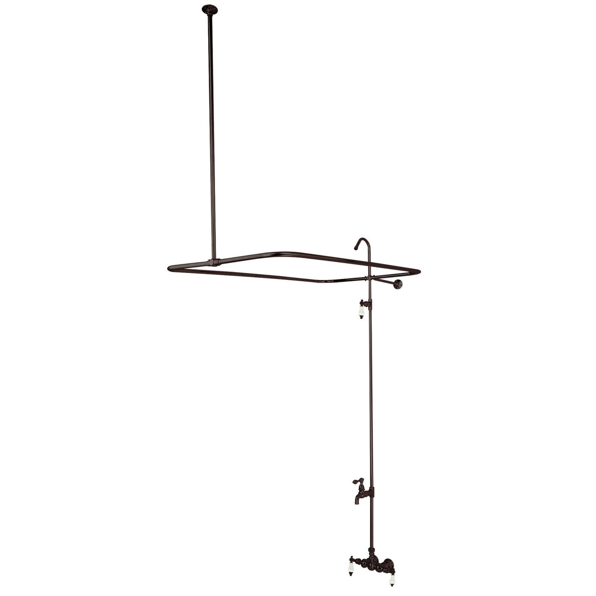 Vintage CC65T5 Three-Handle 2-Hole Tub Wall Mount Clawfoot Tub Faucet with Shower Enclosure, Oil Rubbed Bronze