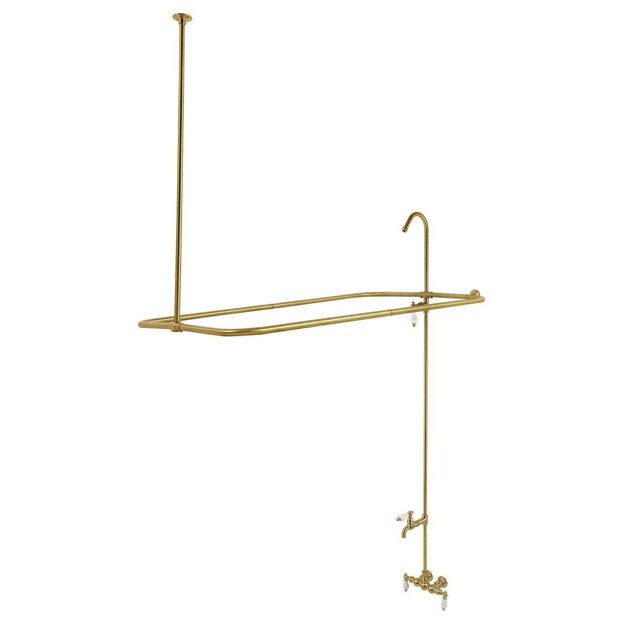 Vintage CC65T7 Three-Handle 2-Hole Tub Wall Mount Clawfoot Tub Faucet with Shower Enclosure, Brushed Brass