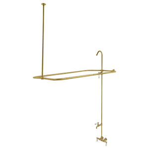 Vintage CC65T7 Three-Handle 2-Hole Tub Wall Mount Clawfoot Tub Faucet with Shower Enclosure, Brushed Brass