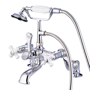 Vintage CC660T1 Three-Handle 2-Hole Deck Mount Clawfoot Tub Faucet with Hand Shower, Polished Chrome