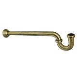 Vintage CC7183 1-1/4 Inch Decor P-Trap with Bell Flange, 18 Inch Length, 18 Gauge, Antique Brass