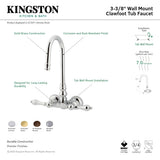 Vintage CC71T8 Two-Handle 2-Hole Tub Wall Mount Clawfoot Tub Faucet, Brushed Nickel