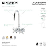 Vintage CC77T8 Two-Handle 2-Hole Tub Wall Mount Clawfoot Tub Faucet, Brushed Nickel
