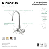 Vintage CC79T8 Two-Handle 2-Hole Tub Wall Mount Clawfoot Tub Faucet, Brushed Nickel