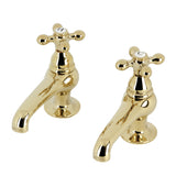 Vintage CC7L2 Two-Handle Deck Mount Basin Tap Faucet, Polished Brass