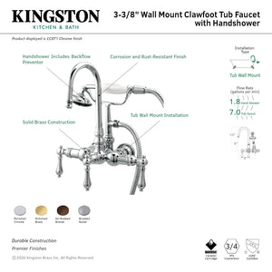 Vintage CC7T5 Three-Handle 2-Hole Tub Wall Mount Clawfoot Tub Faucet with Hand Shower, Oil Rubbed Bronze