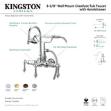 Vintage CC7T8 Three-Handle 2-Hole Tub Wall Mount Clawfoot Tub Faucet with Hand Shower, Brushed Nickel