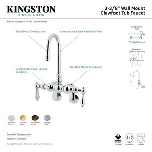 Vintage CC81T5 Two-Handle 2-Hole Tub Wall Mount Clawfoot Tub Faucet, Oil Rubbed Bronze
