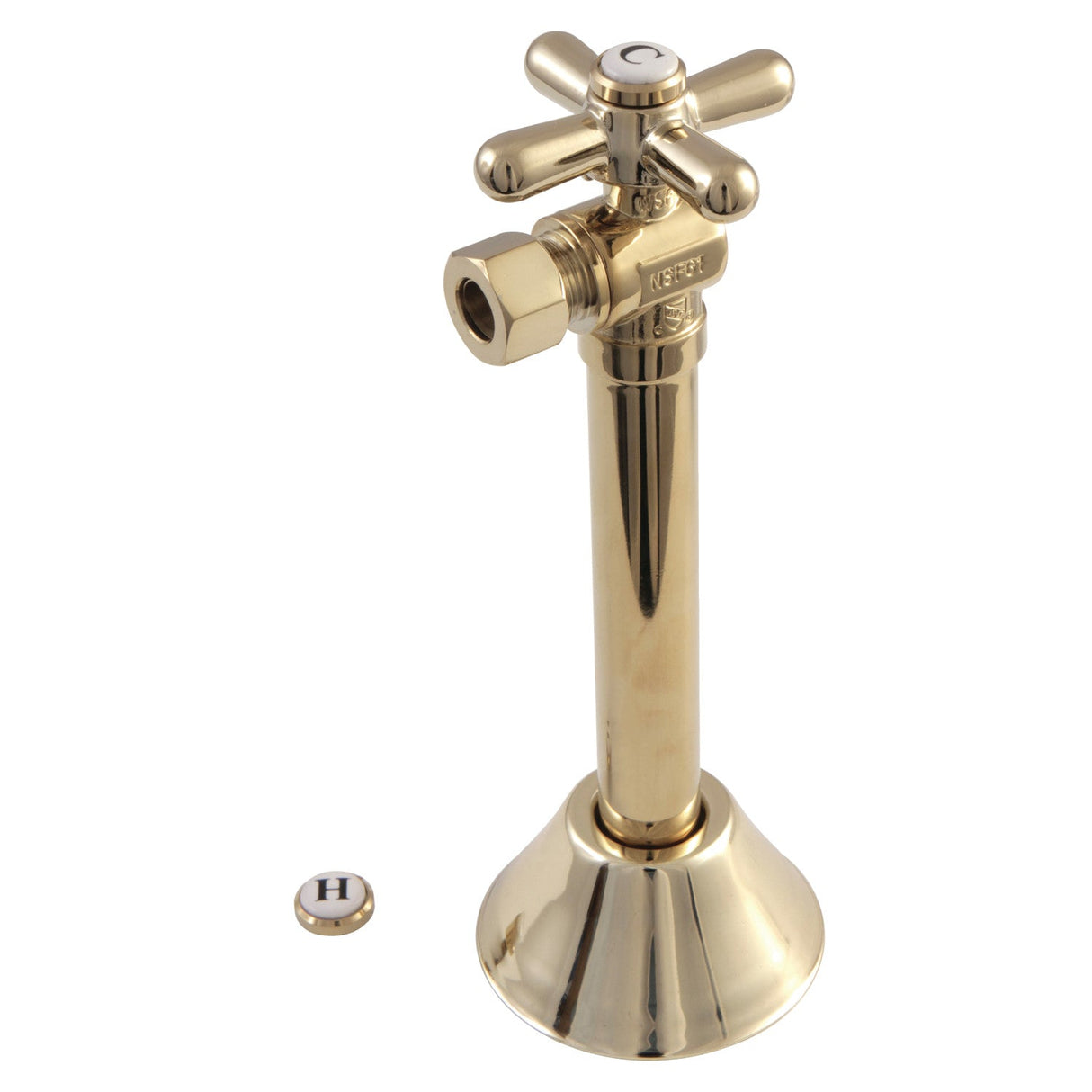 Vintage CC83202X 1/2-Inch Sweat x 3/8-Inch OD Comp Quarter-Turn Angle Stop Valve, Polished Brass