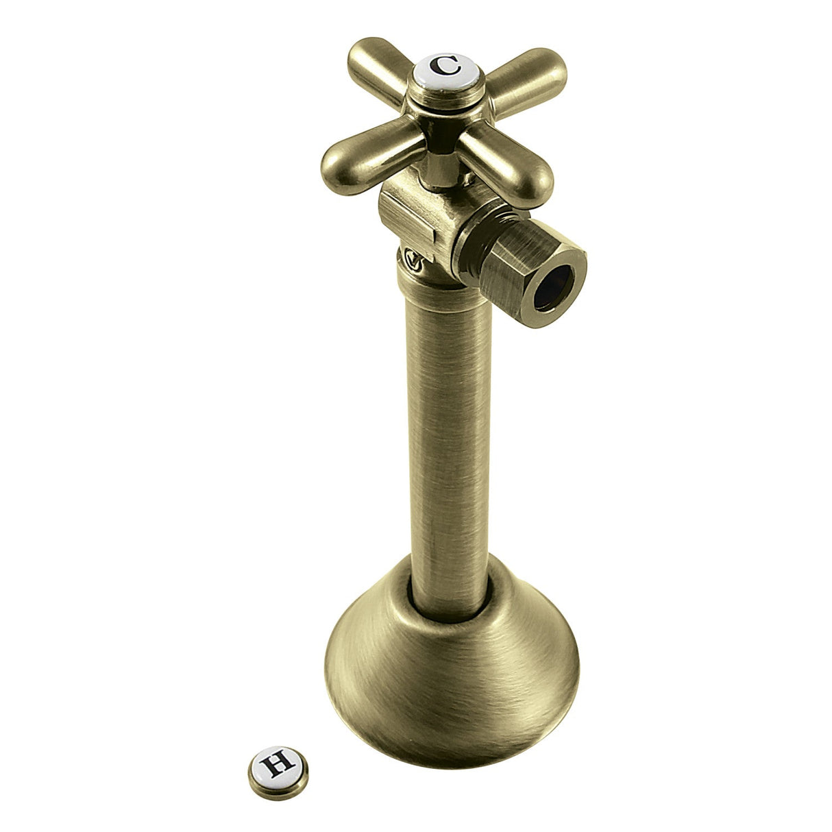 Vintage CC83203X 1/2-Inch Sweat x 3/8-Inch OD Comp Quarter-Turn Angle Stop Valve, Antique Brass