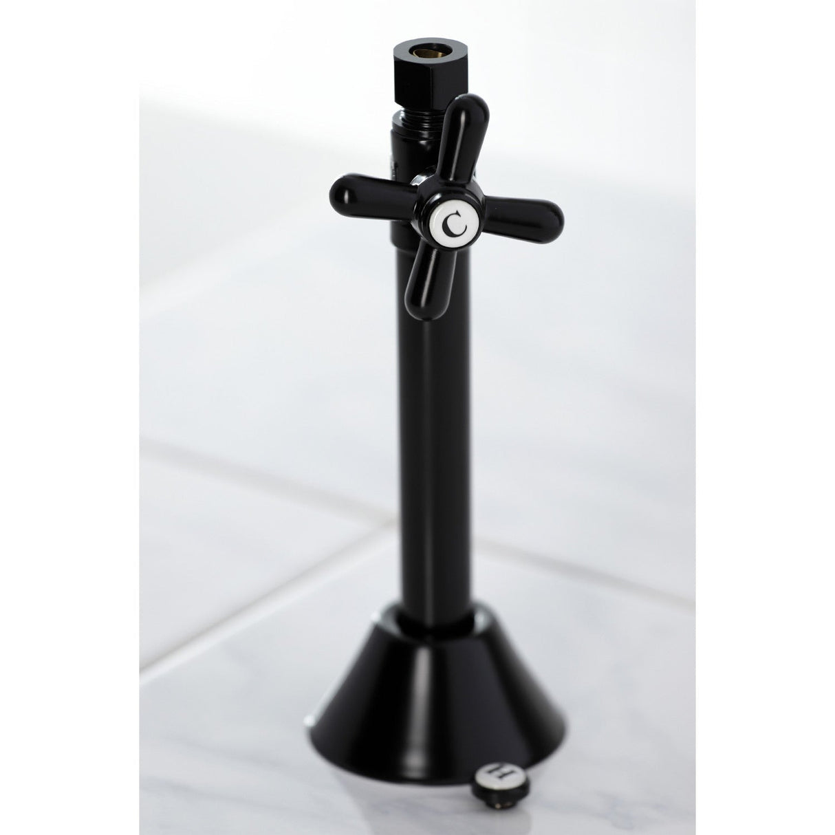 Vintage CC83250X 1/2-Inch Sweat x 3/8-Inch OD Comp Quarter-Turn Straight Stop Valve with 5-Inch Extension, Matte Black