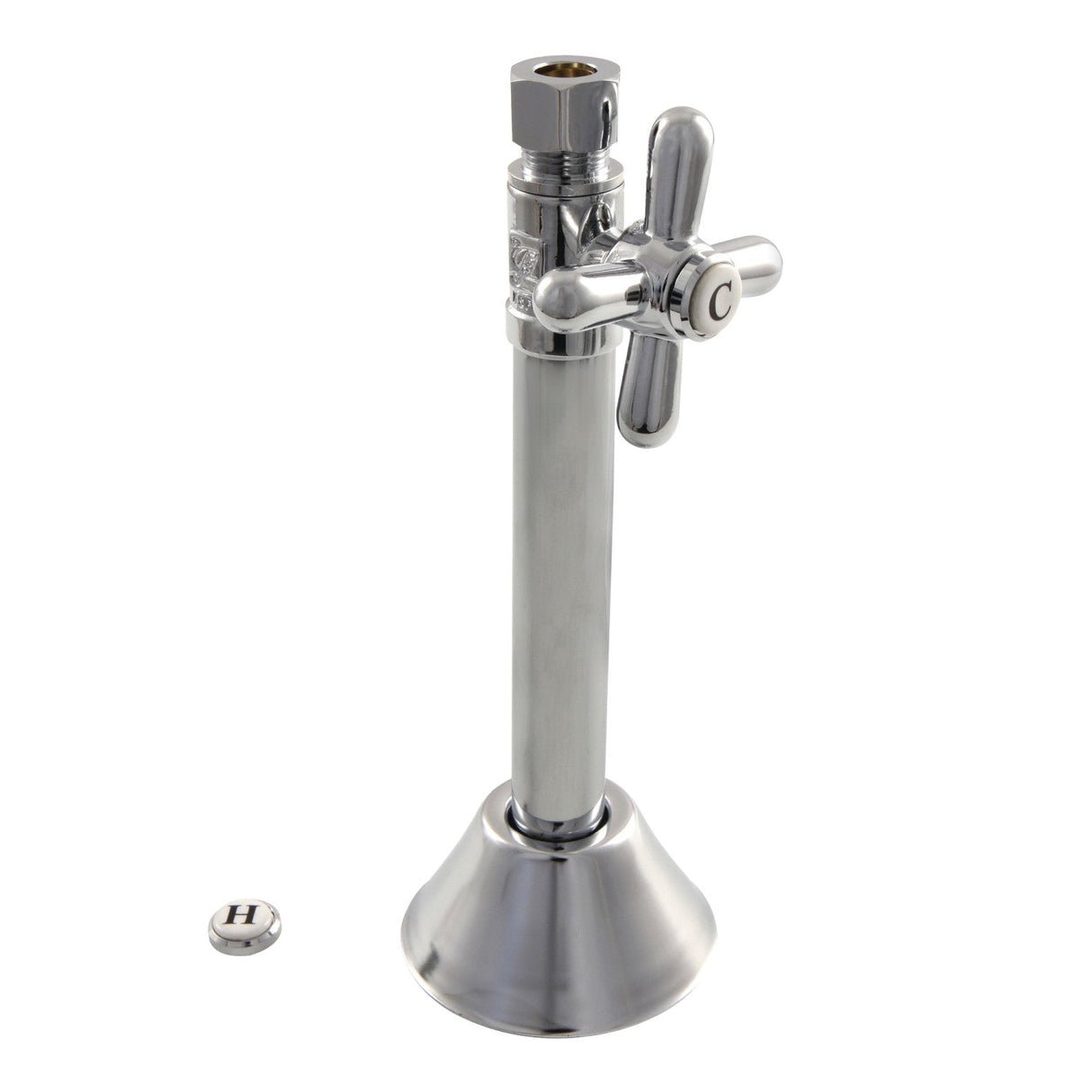 Vintage CC83251X 1/2-Inch Sweat x 3/8-Inch OD Comp Quarter-Turn Straight Stop Valve with 5-Inch Extension, Polished Chrome