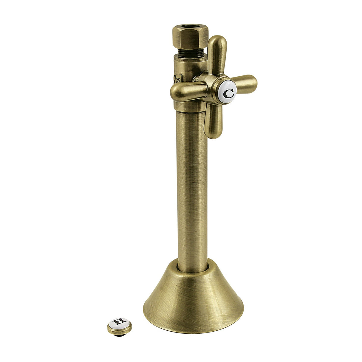 Vintage CC83253X 1/2-Inch Sweat x 3/8-Inch OD Comp Quarter-Turn Straight Stop Valve with 5-Inch Extension, Antique Brass