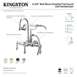 Vintage CC8T1 Three-Handle 2-Hole Tub Wall Mount Clawfoot Tub Faucet with Hand Shower, Polished Chrome