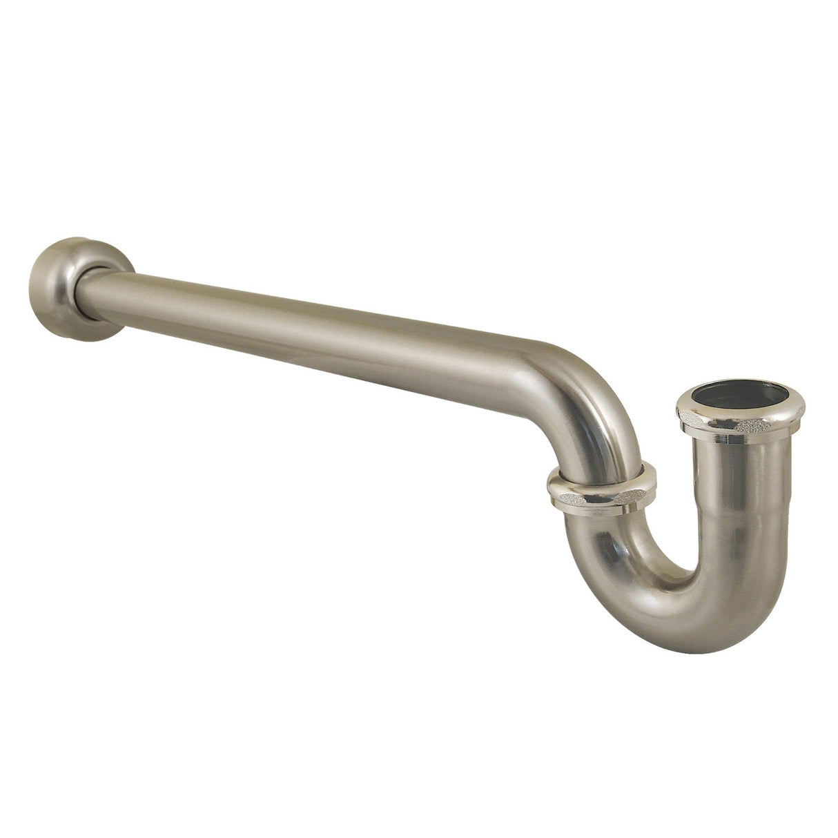 Trimscape CC9248 1-1/4 (or 1-1/2) x 1-1/2 Inch Decor P-Trap with High Box Flange, 24 Inch Length, 18 Gauge, Brushed Nickel