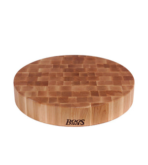 John Boos CCB183-R Large Maple Wood Cutting Board for Kitchen Prep 18 Inches, 3 Inches Thick Reversible End Grain Round Charcuterie Block 18DIAX3 MPL-END GR-NON REV-NO GRV-