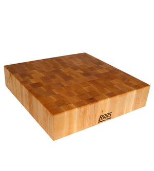 John Boos CCB183-S Large Maple Wood Cutting Board for Kitchen 18 x Inches, 3 Inches Thick Reversible End Grain Charcuterie Block with Finger Grips 18X18X3 MPL-END GR-REV-GR