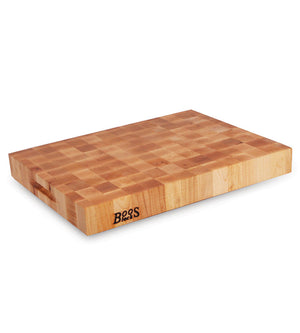 John Boos CCB2015-225 Large Maple Wood Cutting Board for Kitchen 20 x 15 Inches, 2.25 Inches Thick Reversible End Grain Charcuterie Block with Finger Grips 20X15X2.25 MPL-END GR-REV-GRIPS