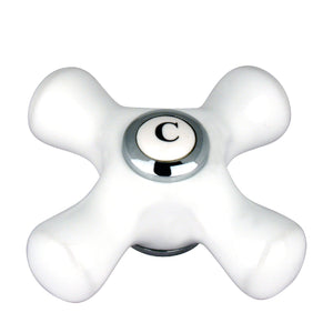Vintage CCCX1C Cold Porcelain Cross Handle, 3/8" X 16PT, Polished Chrome