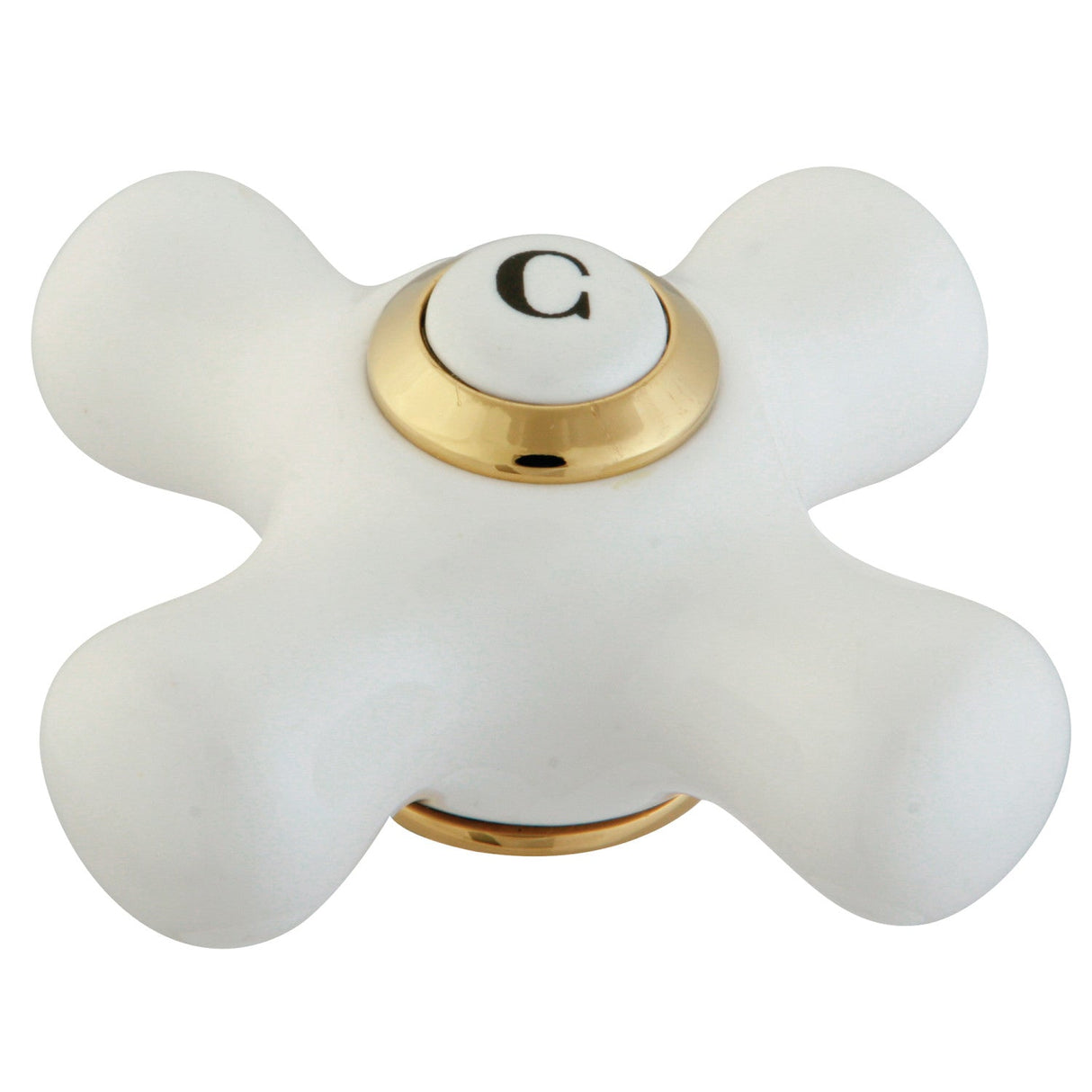 CCCX2CSC Cold Porcelain Cross Handle, Polished Brass