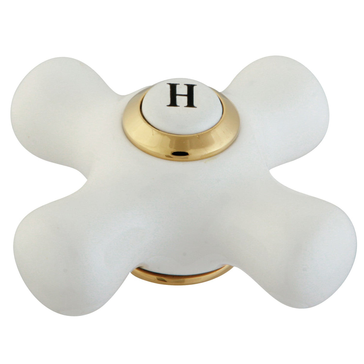 CCCX2CSH Hot Porcelain Cross Handle, Polished Brass