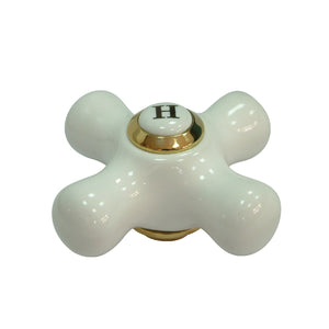 Vintage CCCX2H Hot Porcelain Cross Handle, 3/8" X 16PT, Polished Brass