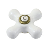 Vintage CCCX3C Cold Porcelain Cross Handle, 3/8" X 16PT, Antique Brass