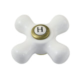 Vintage CCCX3H Hot Porcelain Cross Handle, 3/8" X 16PT, Antique Brass