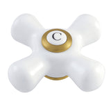 Vintage CCCX7C Cold Porcelain Cross Handle, 3/8" X 16PT, Brushed Brass