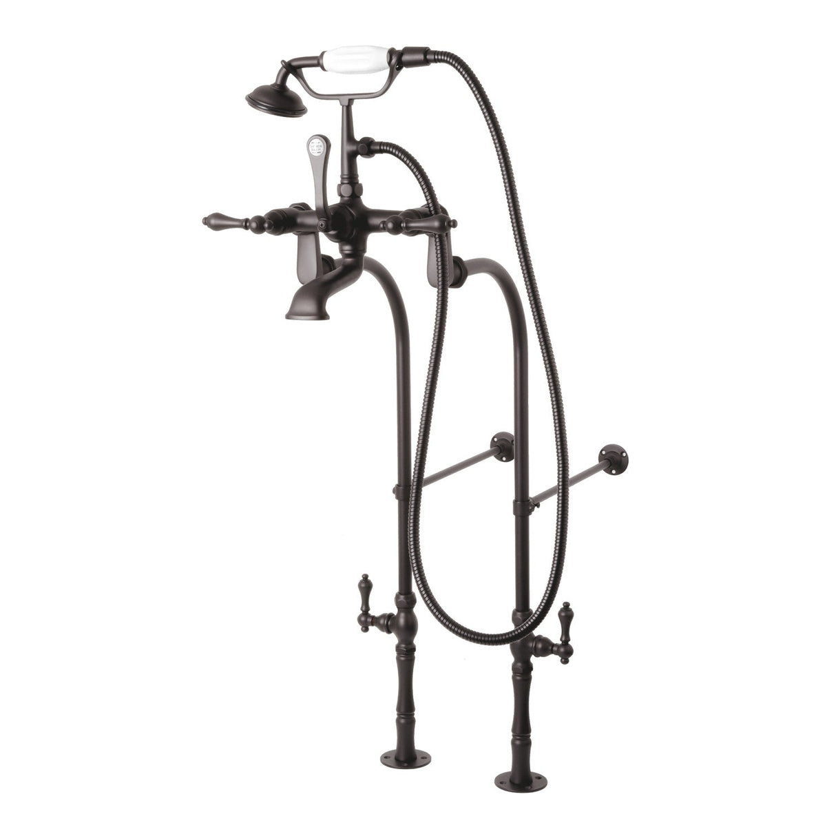 Vintage CCK103T5 Three-Handle 2-Hole Freestanding Clawfoot Tub Faucet Package with Supply Line and Stop Valve, Oil Rubbed Bronze
