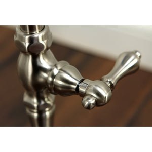 Vintage CCK103T8 Three-Handle 2-Hole Freestanding Clawfoot Tub Faucet Package with Supply Line and Stop Valve, Brushed Nickel