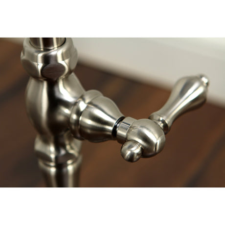 Vintage CCK103T8 Three-Handle 2-Hole Freestanding Clawfoot Tub Faucet Package with Supply Line and Stop Valve, Brushed Nickel