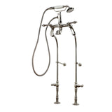 Vintage CCK103T8 Three-Handle 2-Hole Freestanding Clawfoot Tub Faucet Package with Supply Line and Stop Valve, Brushed Nickel