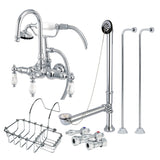 Vintage CCK10T1SS-SB Three-Handle 2-Hole Tub Wall Mount Clawfoot Tub Faucet Package with Supply Line, Polished Chrome