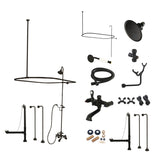 Vintage CCK1140AX Three-Handle 2-Hole Tub Wall Mount Clawfoot Tub Faucet Package with Shower Enclosure, Matte Black