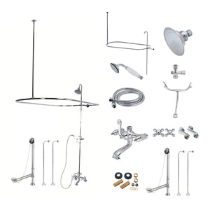 Vintage CCK1141AX Three-Handle 2-Hole Tub Wall Mount Clawfoot Tub Faucet Package with Shower Enclosure, Polished Chrome