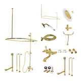 Vintage CCK1142PX Three-Handle 2-Hole Tub Wall Mount Clawfoot Tub Faucet Package with Shower Enclosure, Polished Brass
