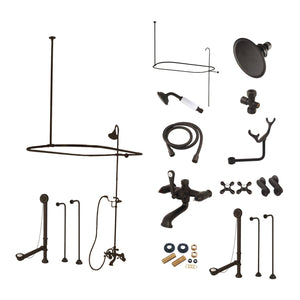 Vintage CCK1145AX Three-Handle 2-Hole Tub Wall Mount Clawfoot Tub Faucet Package with Shower Enclosure, Oil Rubbed Bronze