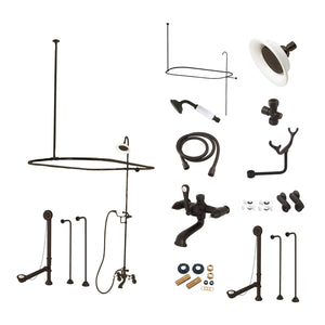 Vintage CCK1145PX Three-Handle 2-Hole Tub Wall Mount Clawfoot Tub Faucet Package with Shower Enclosure, Oil Rubbed Bronze