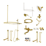 Vintage CCK1147PX Three-Handle 2-Hole Tub Wall Mount Clawfoot Tub Faucet Package with Shower Enclosure, Brushed Brass