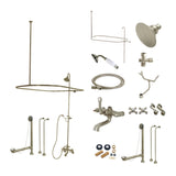 Vintage CCK1148AX Three-Handle 2-Hole Tub Wall Mount Clawfoot Tub Faucet Package with Shower Enclosure, Brushed Nickel