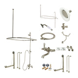 Vintage CCK1148PX Three-Handle 2-Hole Tub Wall Mount Clawfoot Tub Faucet Package with Shower Enclosure, Brushed Nickel
