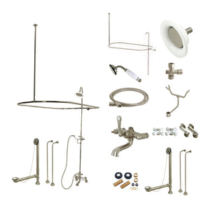Vintage CCK1148PX Three-Handle 2-Hole Tub Wall Mount Clawfoot Tub Faucet Package with Shower Enclosure, Brushed Nickel