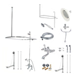 Vintage CCK1171DPL Three-Handle 2-Hole Deck Mount Clawfoot Tub Faucet Package with Shower Enclosure, Polished Chrome