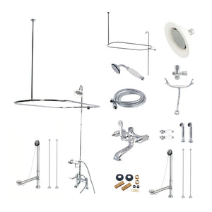 Vintage CCK1171DPL Three-Handle 2-Hole Deck Mount Clawfoot Tub Faucet Package with Shower Enclosure, Polished Chrome