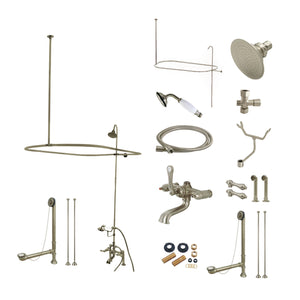 Vintage CCK1178DAL Two-Handle 2-Hole Deck Mount Clawfoot Tub Faucet Package with Shower Enclosure, Brushed Nickel