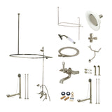 Vintage CCK1178DPL Three-Handle 2-Hole Deck Mount Clawfoot Tub Faucet Package with Shower Enclosure, Brushed Nickel