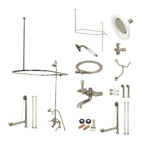Vintage CCK1178DPL Three-Handle 2-Hole Deck Mount Clawfoot Tub Faucet Package with Shower Enclosure, Brushed Nickel